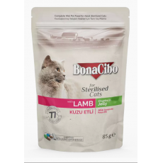 Bonacibo Pouch Adult Cat Sterilised-báránnyal 85g