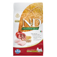 N&D Dog Ancestral Grain csirke, tönköly, zab & gránátalma felnőtt mini száraz kutyatáp 800g