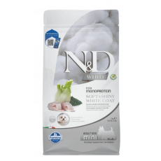 N&D White Dog tengeri sügér, spirulina & édeskömény felnőtt mini száraz kutyatáp 2kg