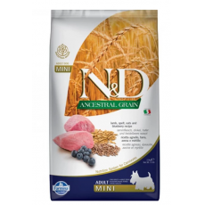 N&D Dog Ancestral Grain bárány, tönköly, zab & áfonya felnőtt mini száraz kutyatáp 2,5kg