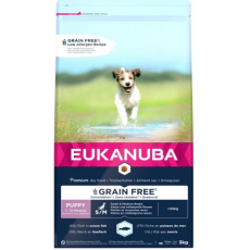 Eukanuba Puppy & Junior Grain Free Small & Medium Ocean Fisch gabonamentes, lazacos, kölyök, száraz kutyatáp 3kg