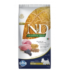 N&D Dog Ancestral Grain bárány,tönköly,zab & áfonya felnőtt mini száraz kutyatáp 7kg